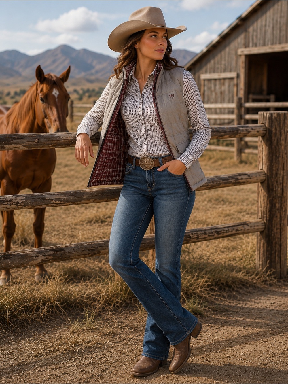 Ariat Women's Reversible Galway Equestrian Vest in the Plaid/Grey Heather Sz M